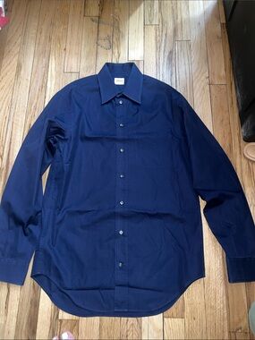 Emporio Armani Men's Dark Navy Button-Front Dress Shirt